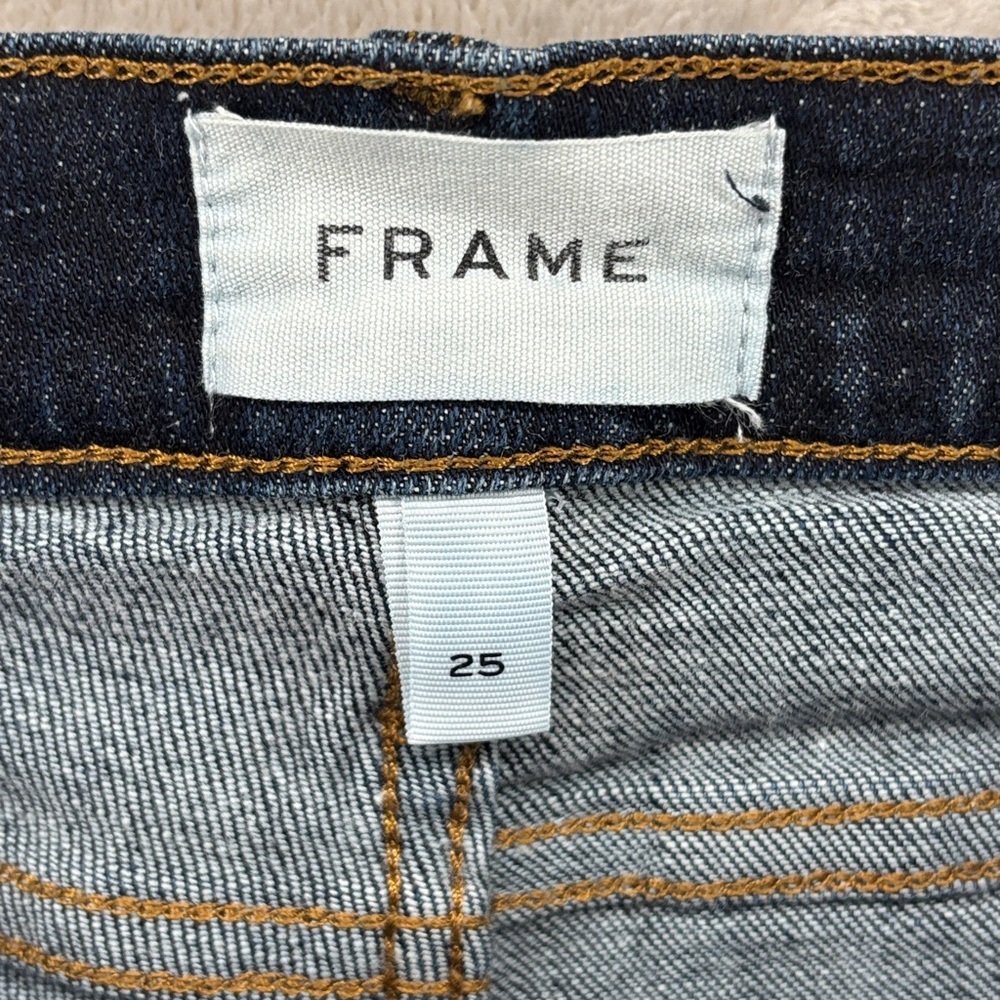 Frame Le Garcon Crop Dark Distressed Jeans Size 25 - Picture 2 of 11